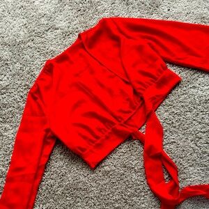 Vibrant Red Wrap Top light weight